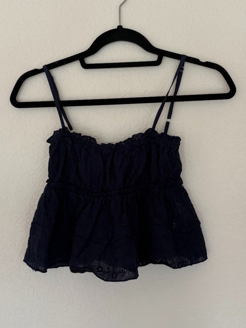Subdued Nay Blue Ruffle Tank - Small
